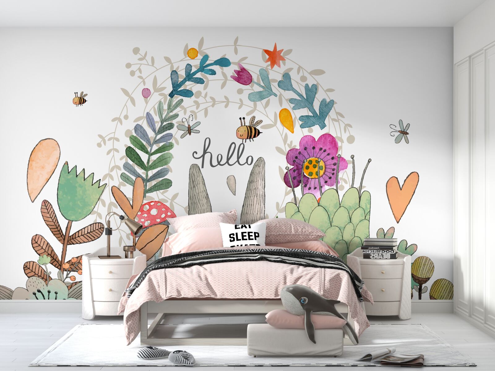 Papier peint les plantes et les animaux représentés