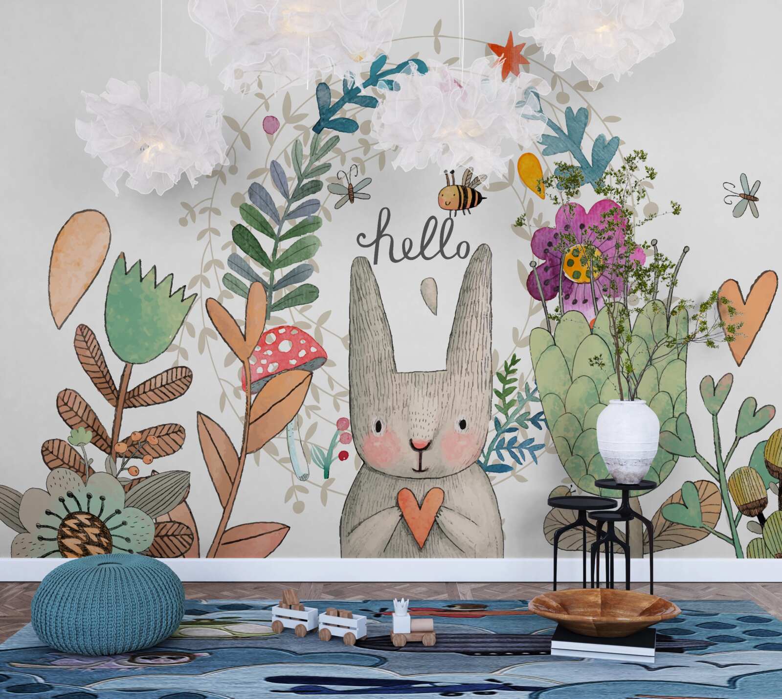 Papier peint les plantes et les animaux représentés