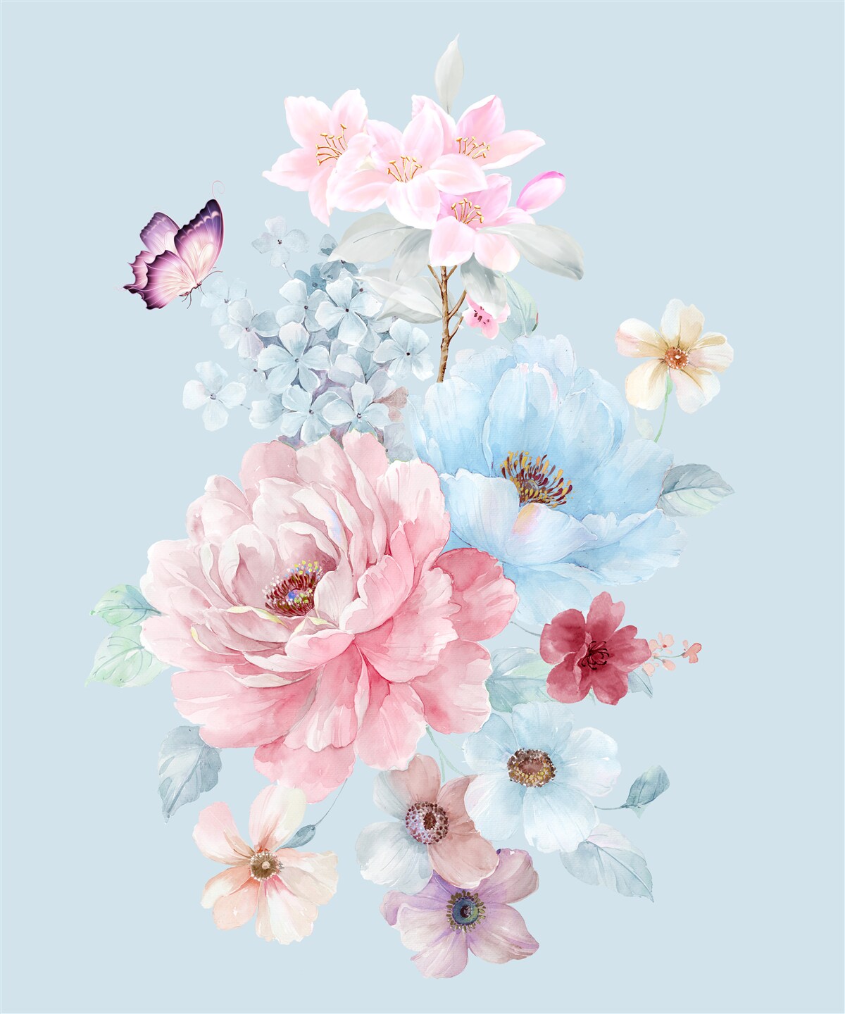 Papier peint charmante guirlande de fleurs d'été