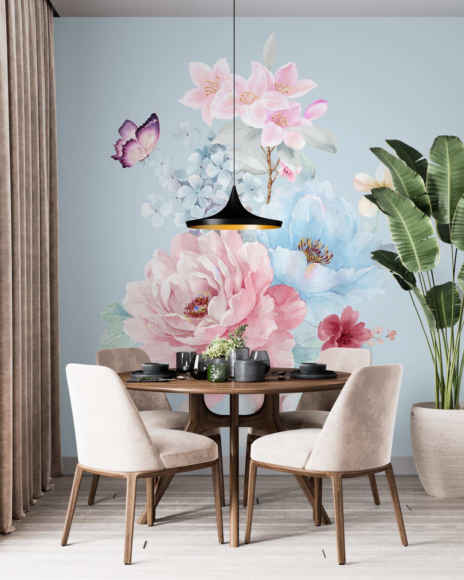 Papier peint charmante guirlande de fleurs d'été