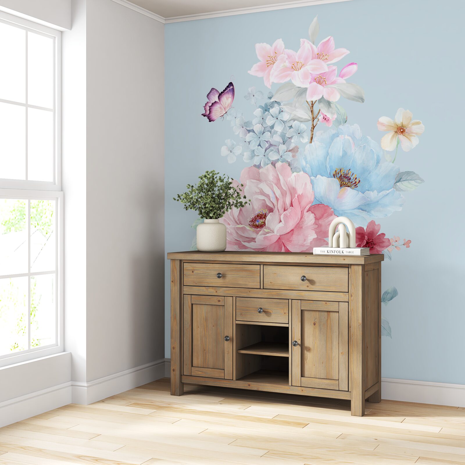 Papier peint charmante guirlande de fleurs d'été