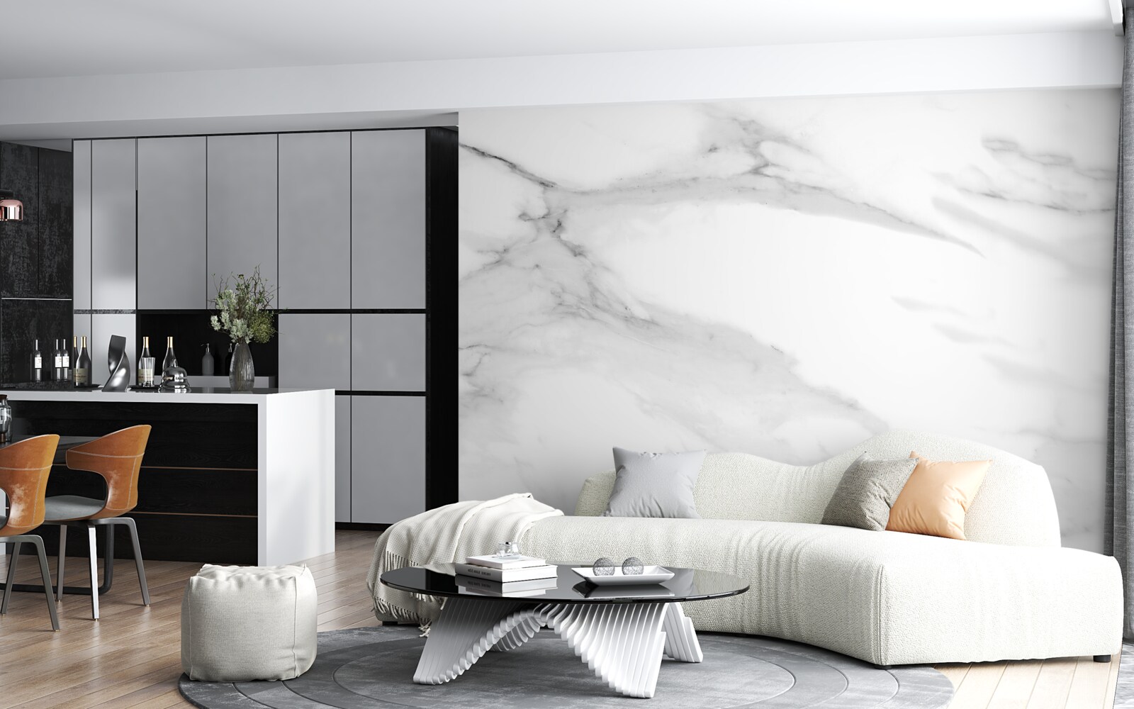 Papier peint couple gris-blanc