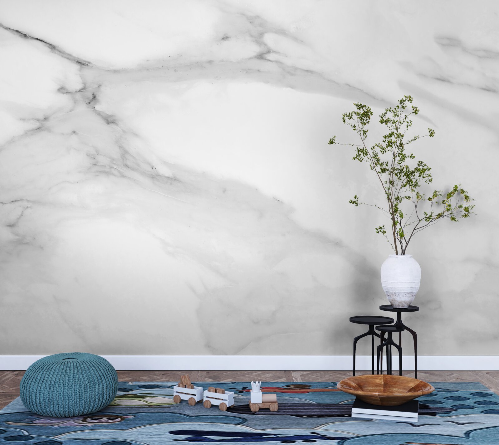 Papier peint couple gris-blanc