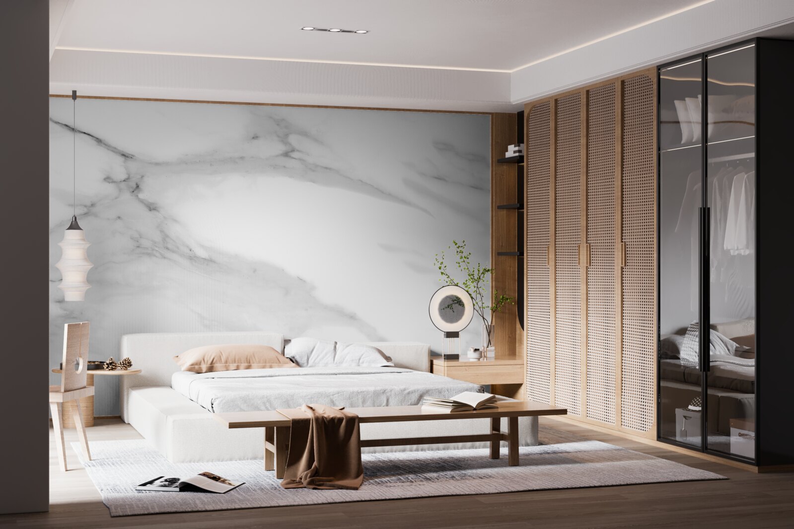 Papier peint couple gris-blanc