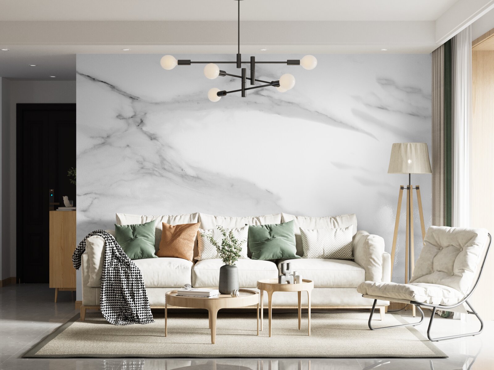 Papier peint couple gris-blanc