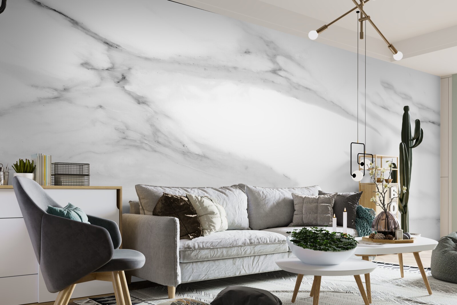 Papier peint couple gris-blanc