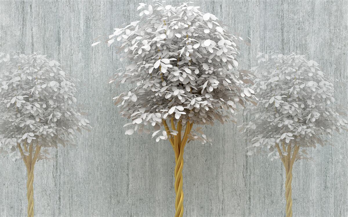 Papier peint des arbres à fleurs d'une blancheur de neige