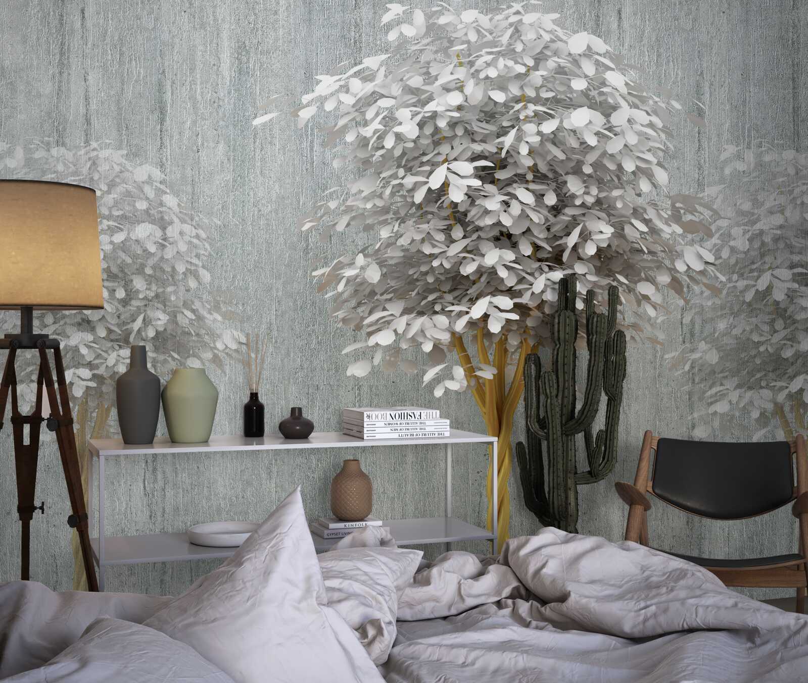 Papier peint des arbres à fleurs d'une blancheur de neige