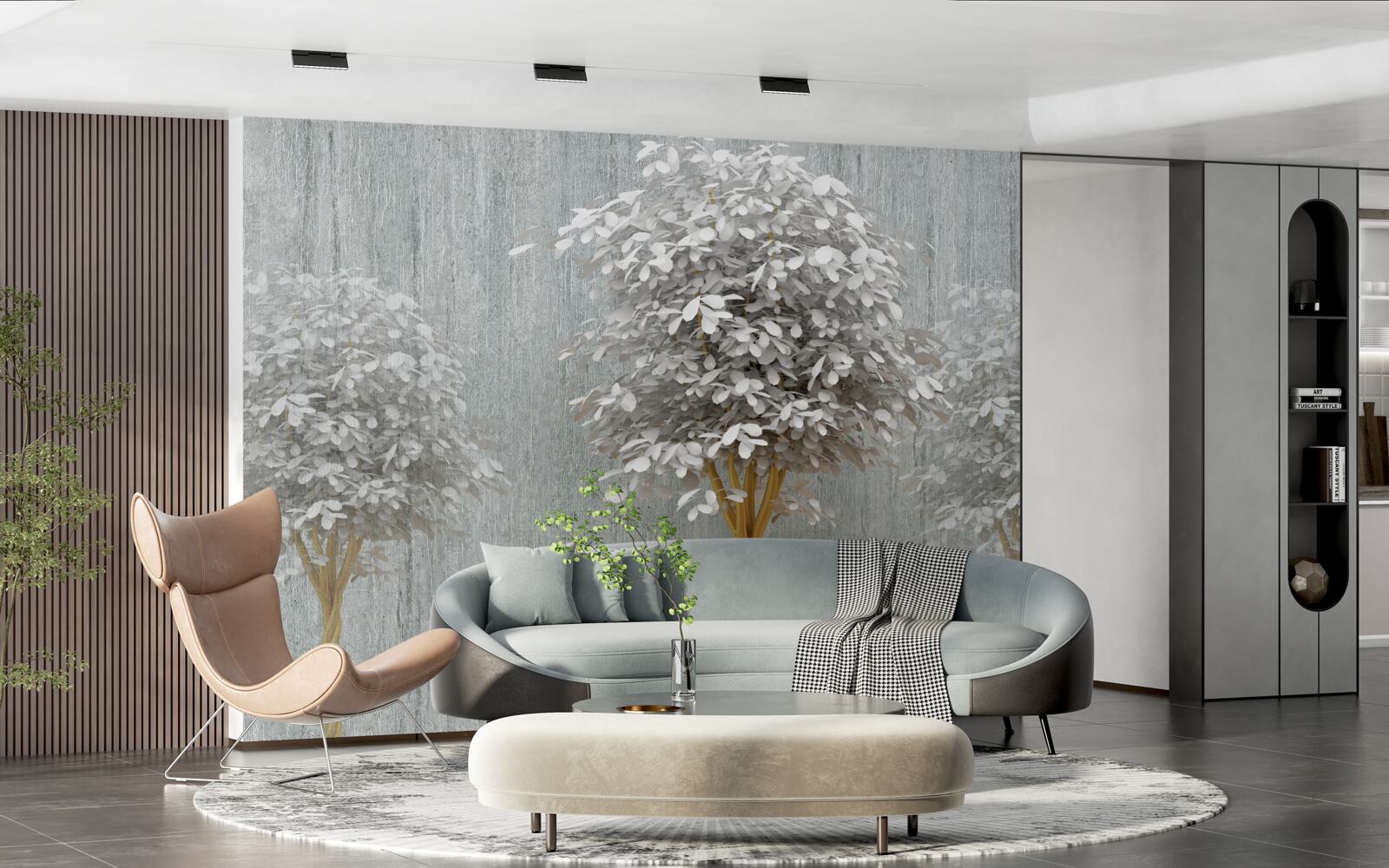 Papier peint des arbres à fleurs d'une blancheur de neige