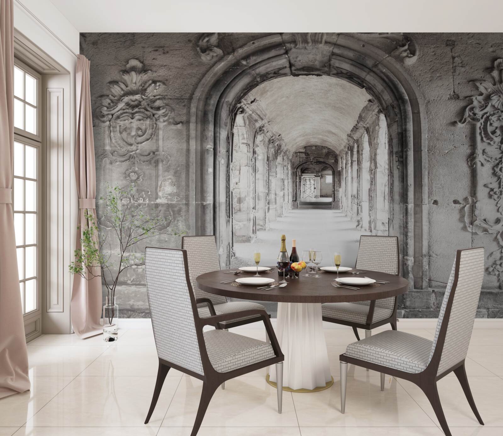 Papier peint des formations de pierre lisses et arquées à l'infini