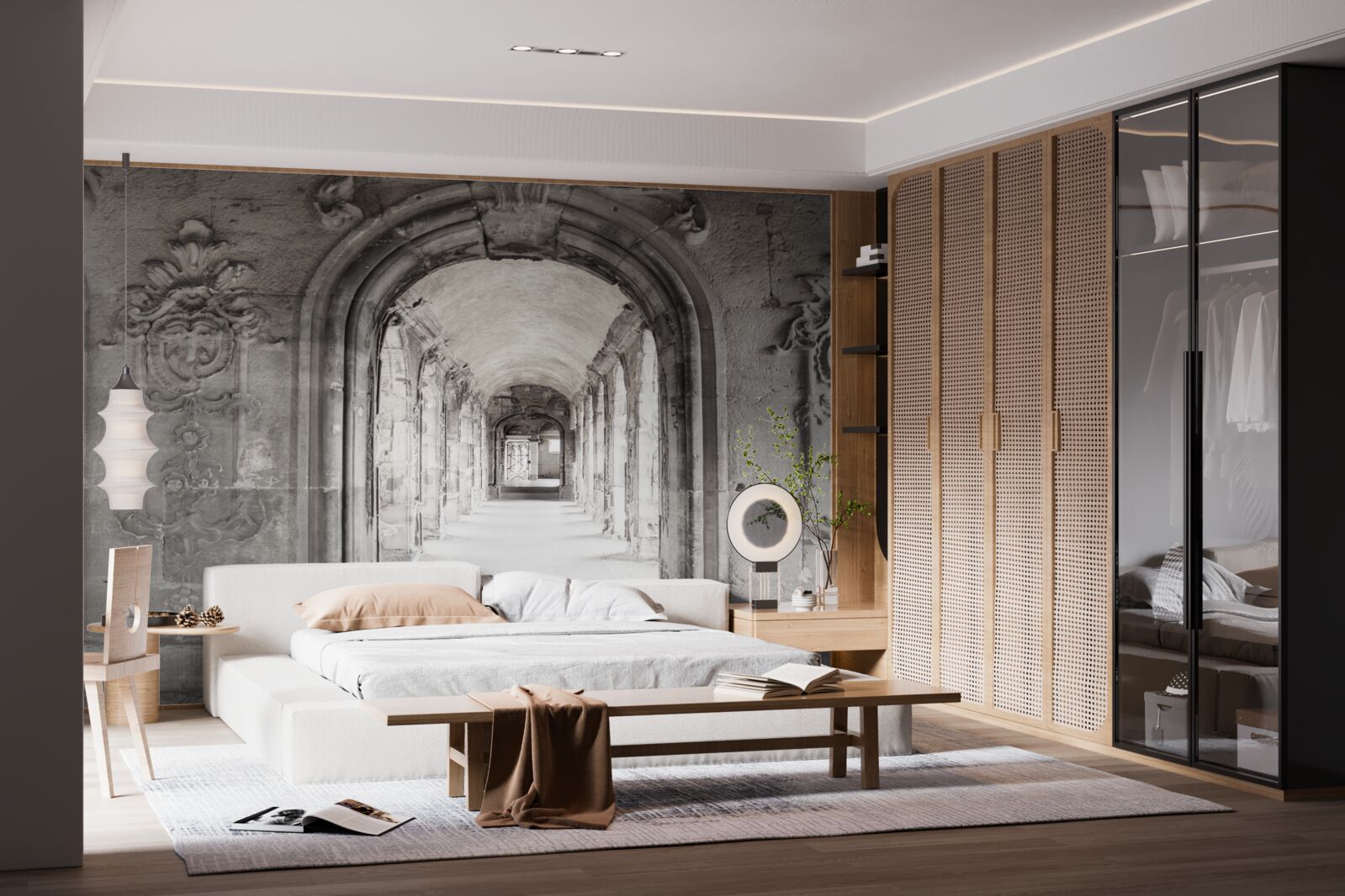 Papier peint des formations de pierre lisses et arquées à l'infini