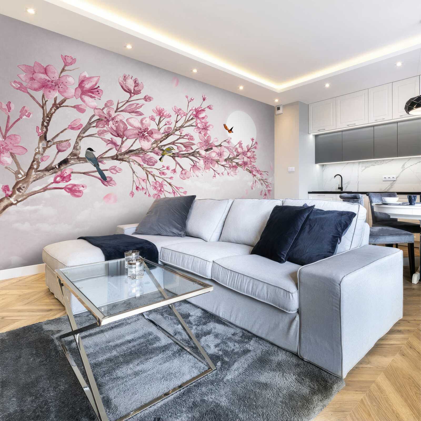 Papier peint magnolia rose à couper le souffle, rayonnant lors d'une journée ensoleillée