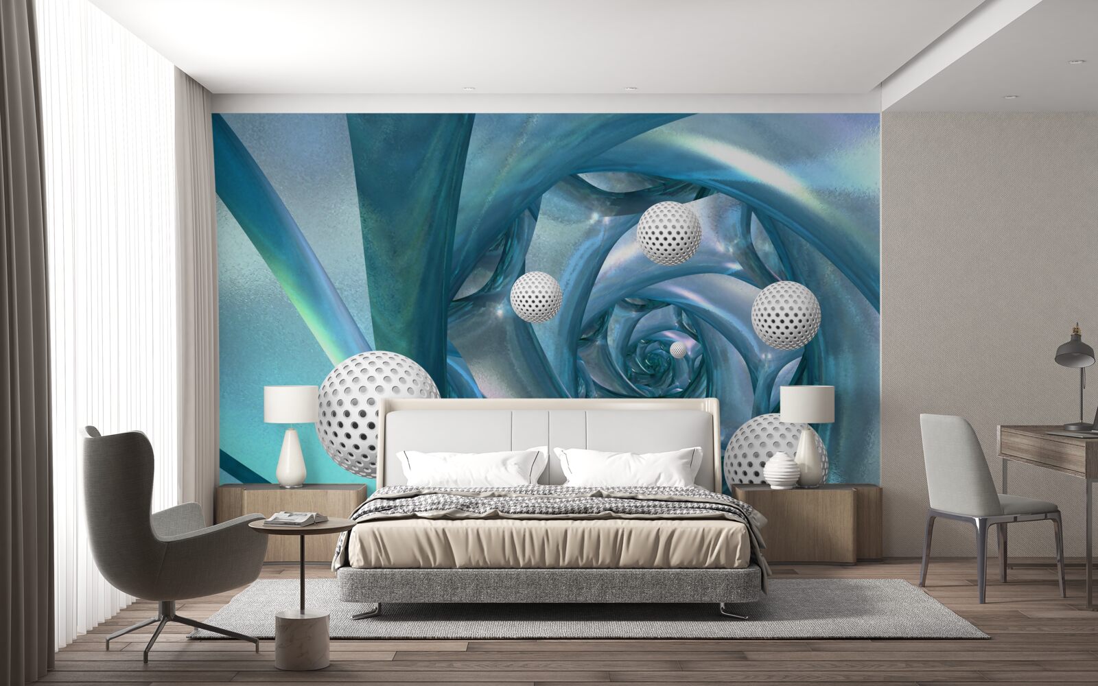 Papier peint en l'absence de gravité, les boules sont blanches