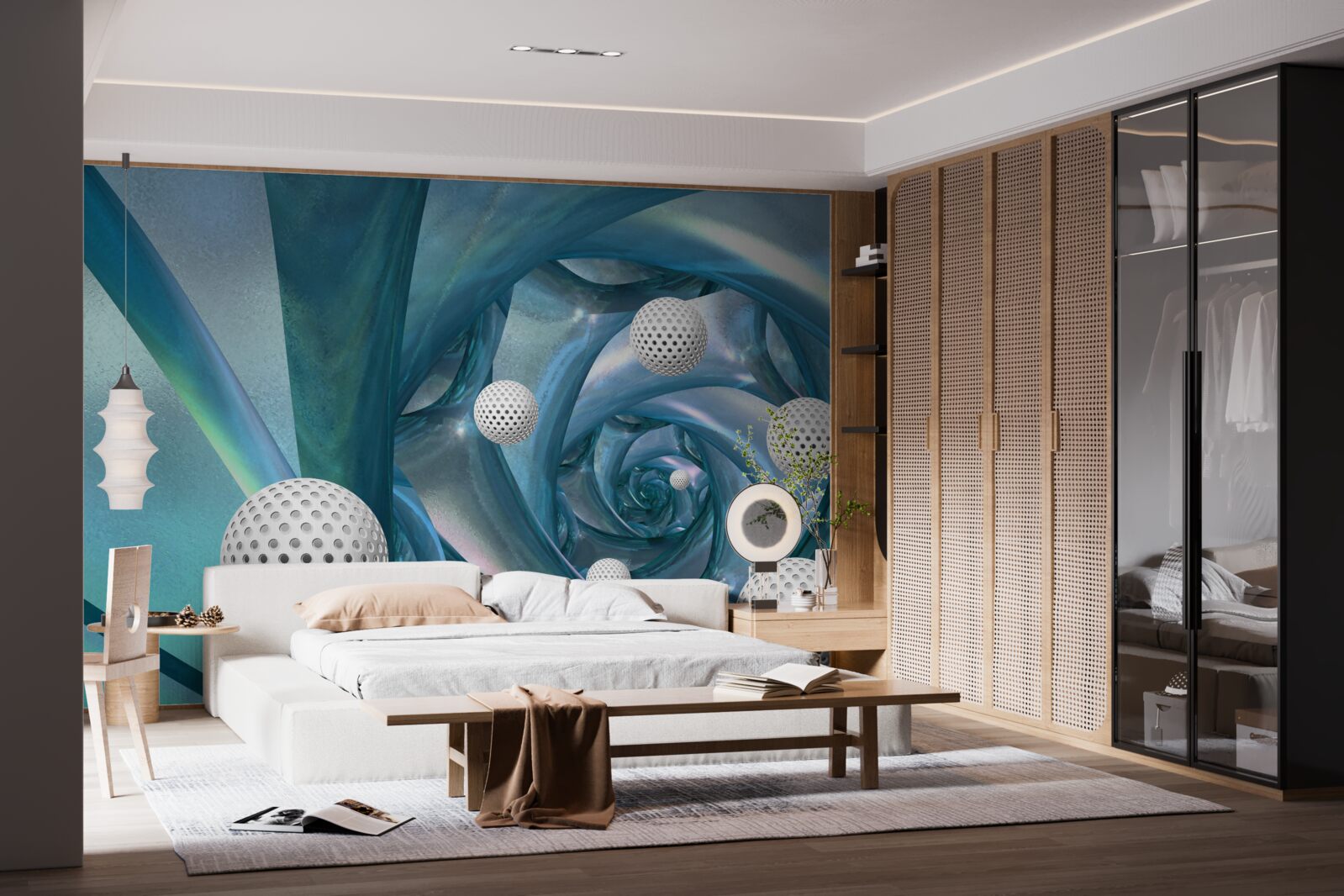 Papier peint en l'absence de gravité, les boules sont blanches