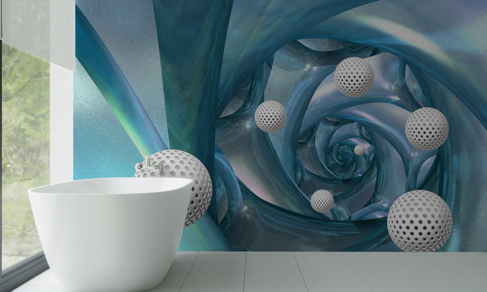 Papier peint en l'absence de gravité, les boules sont blanches