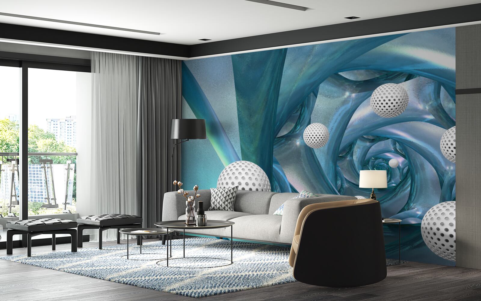 Papier peint en l'absence de gravité, les boules sont blanches