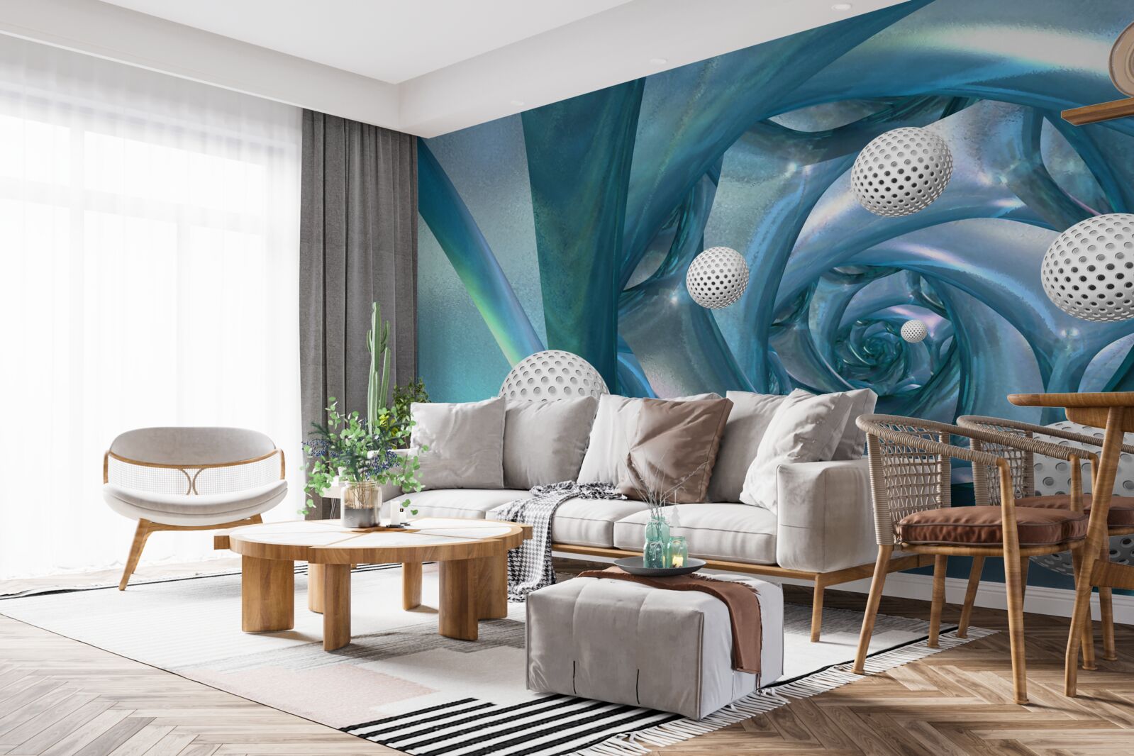 Papier peint en l'absence de gravité, les boules sont blanches