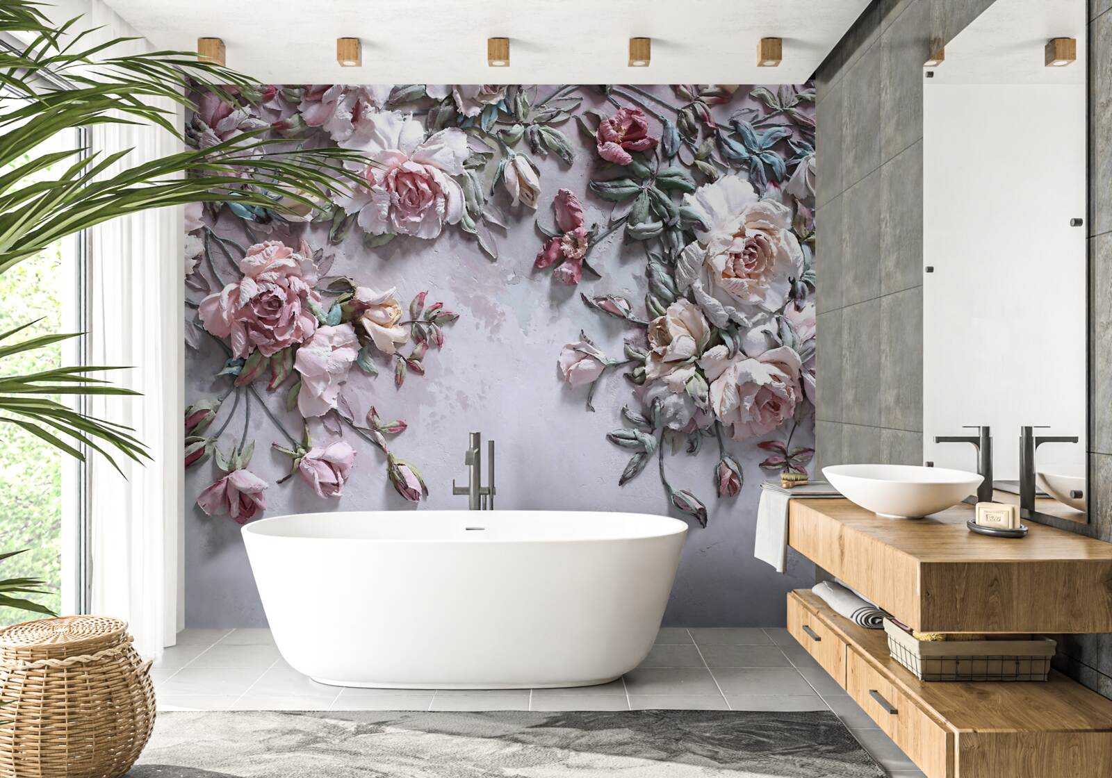 Papier peint les fleurs se déploient dans l'aube brumeuse