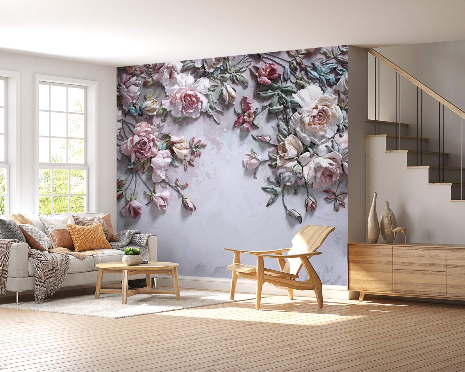 Papier peint les fleurs se déploient dans l'aube brumeuse