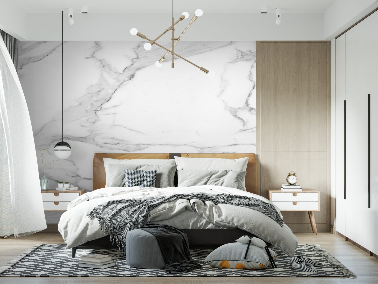 Papier peint représentation des nuages à la surface de l'eau