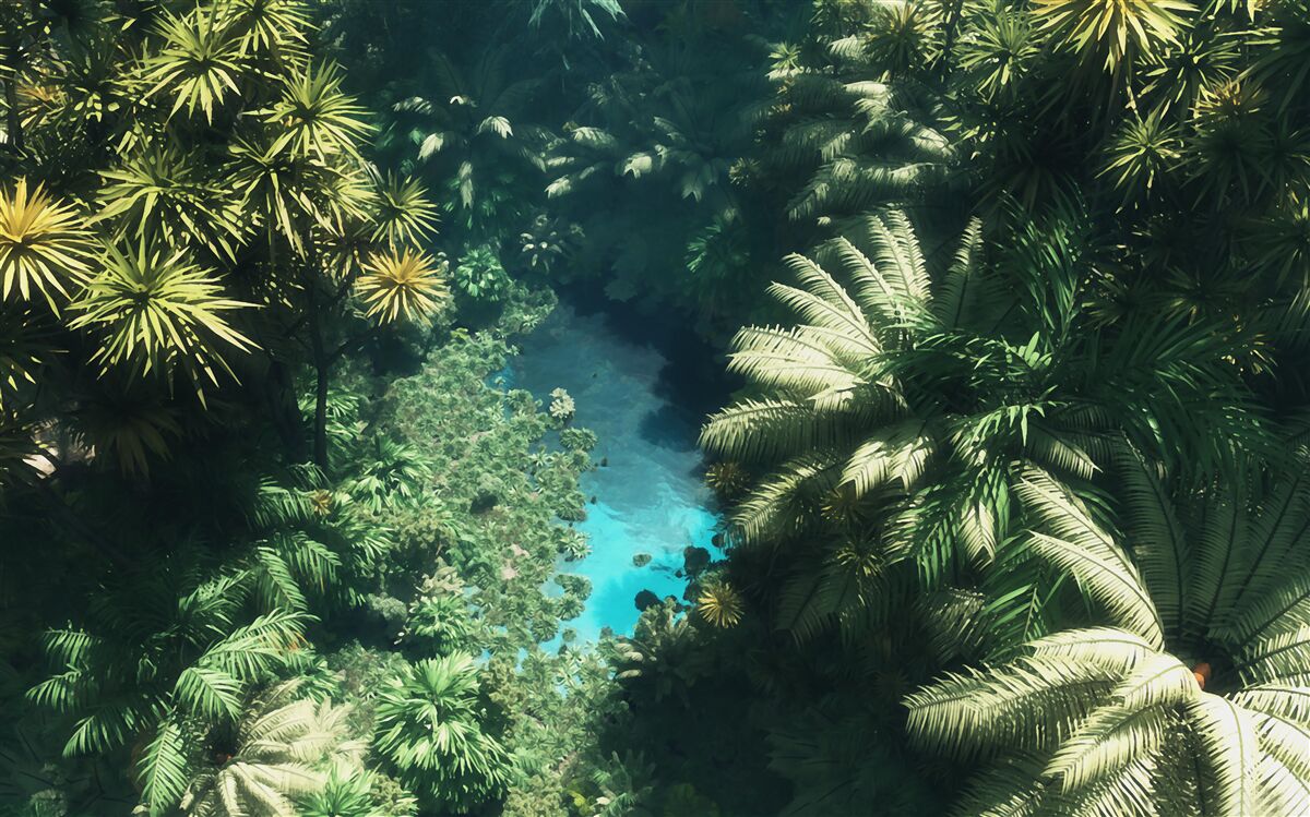 Papier peint ciel nocturne avec plantes tropicales