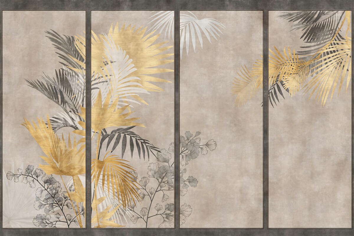 Papier peint représentation abstraite d'une forêt tropicale dans un format modulaire