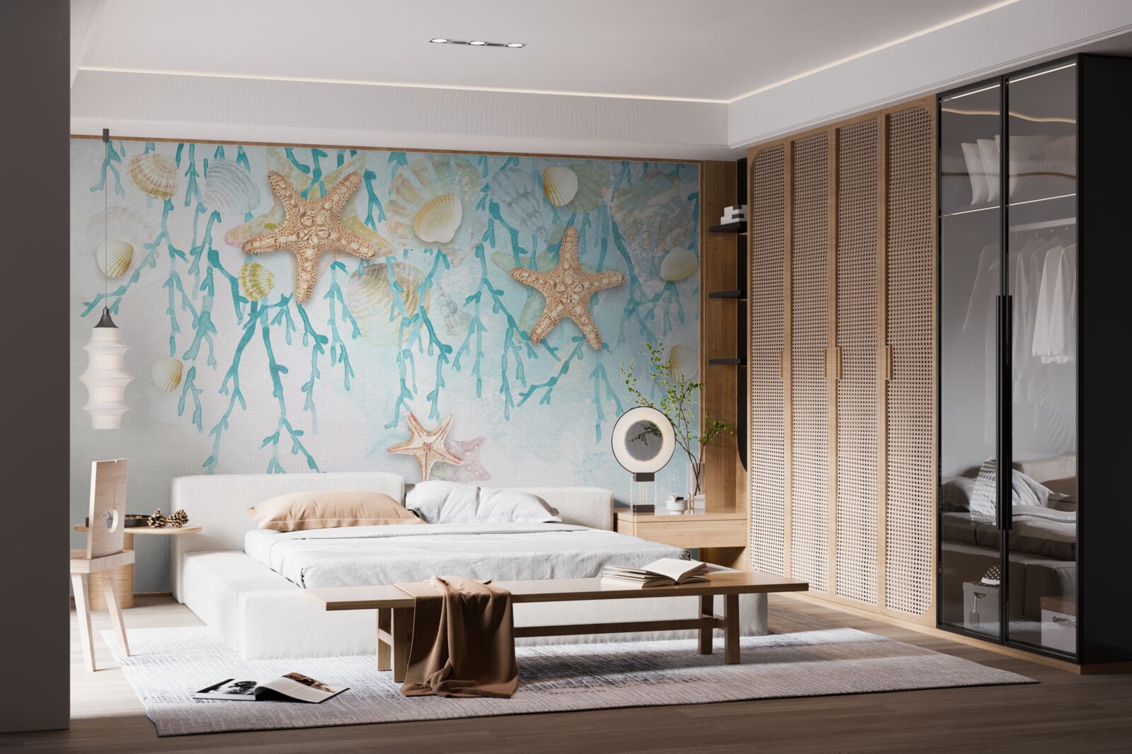 Papier peint ciel étoilé et bord de mer