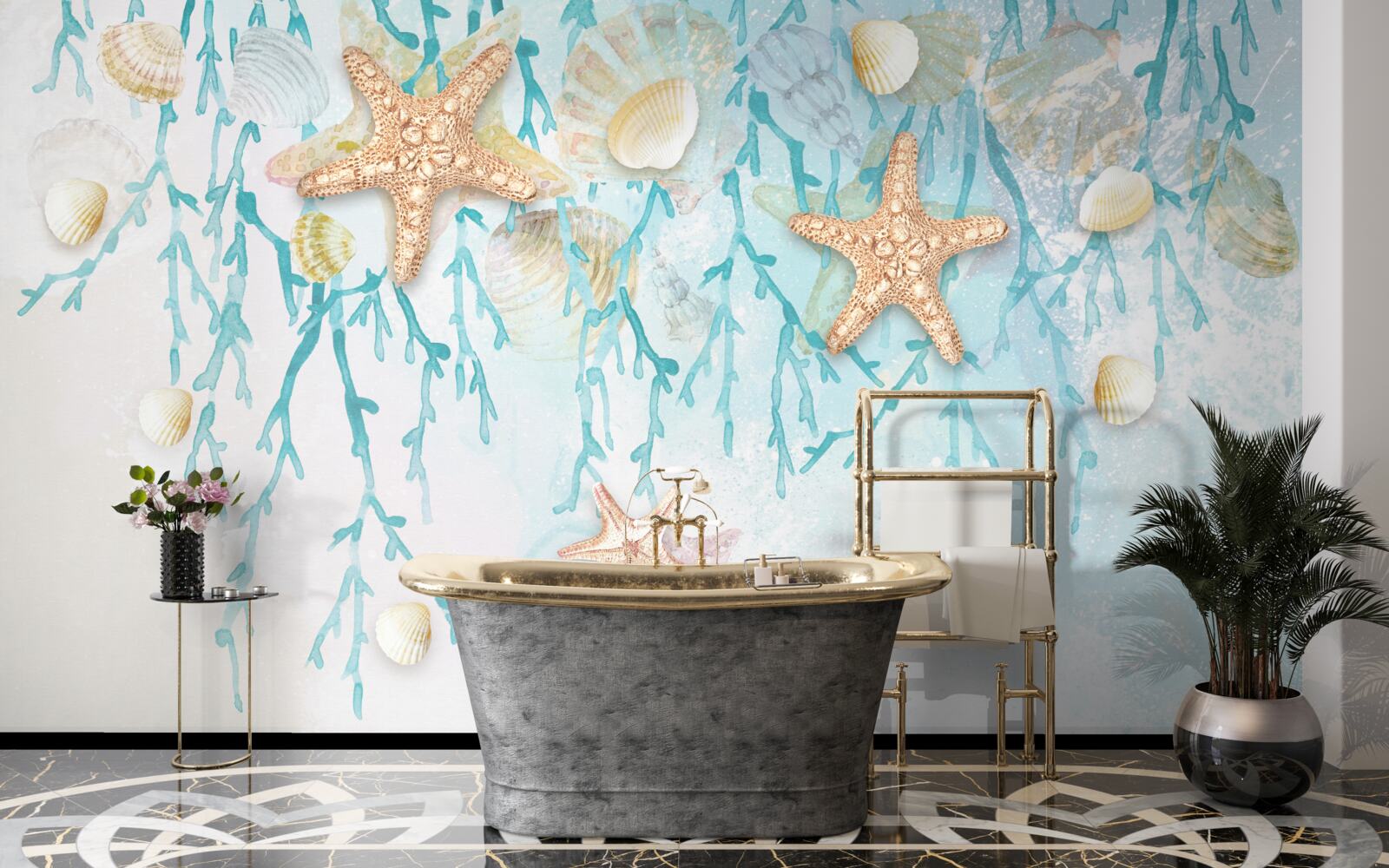 Papier peint ciel étoilé et bord de mer