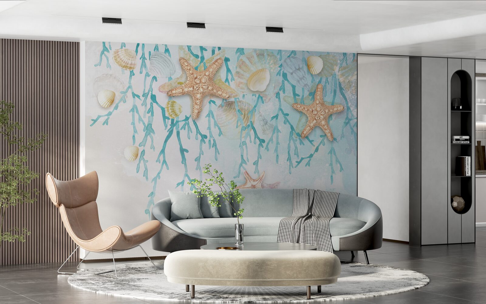 Papier peint ciel étoilé et bord de mer