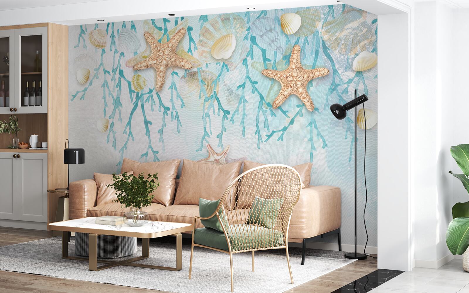 Papier peint ciel étoilé et bord de mer