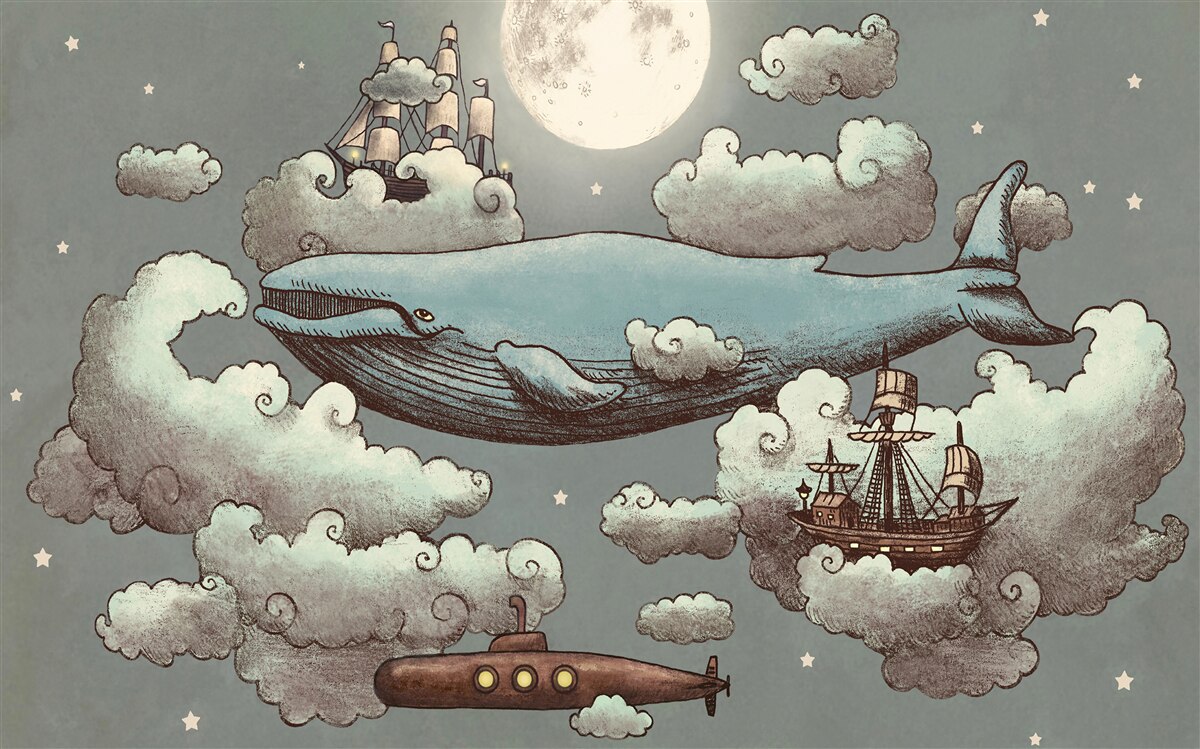 Papier peint cachalot géant parmi les nuages