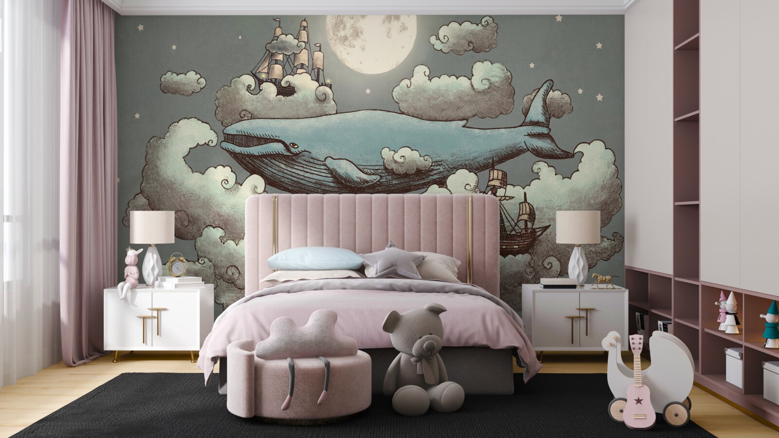 Papier peint cachalot géant parmi les nuages