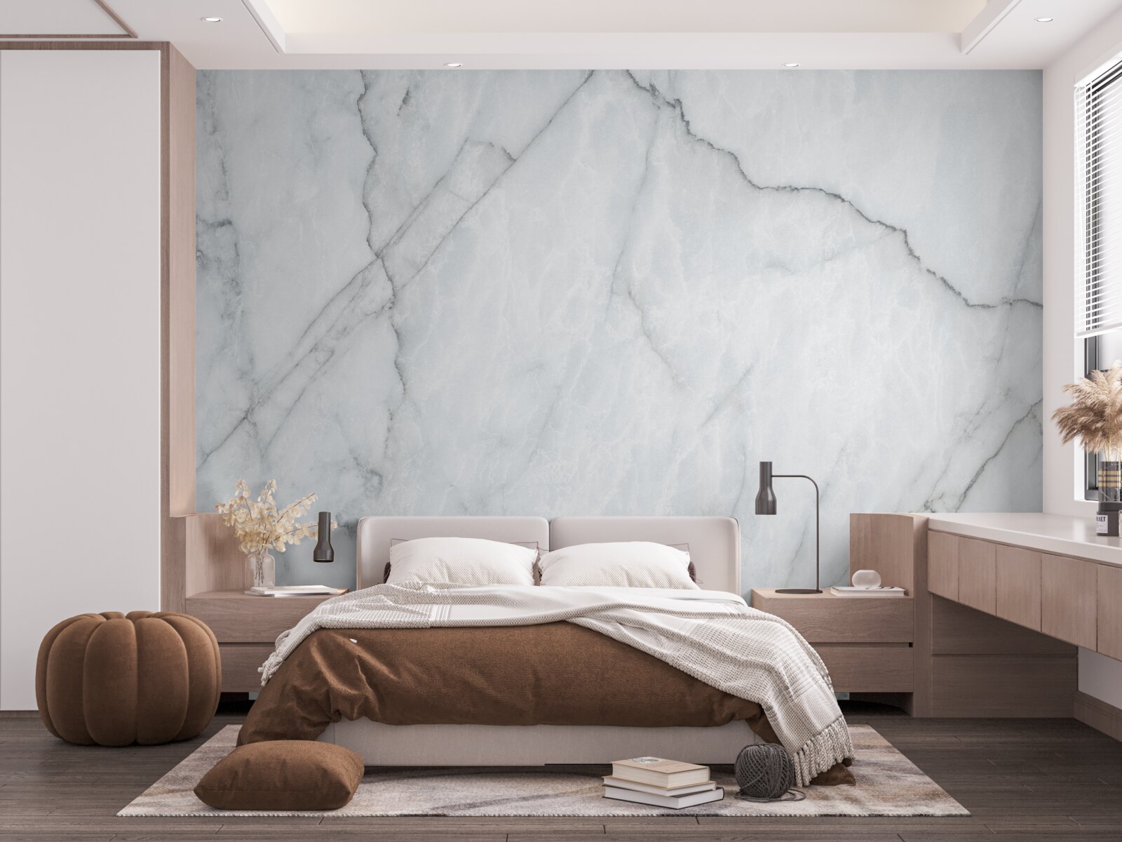 Papier peint marbre gris avec inserts noirs