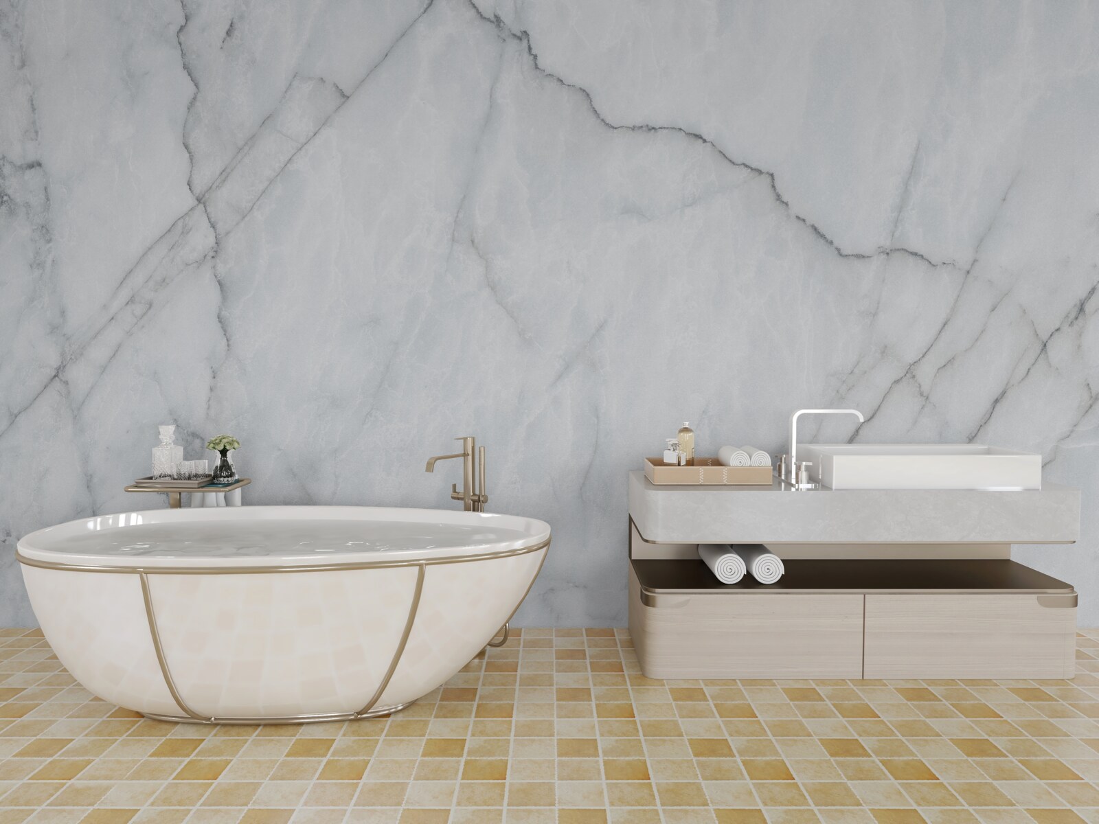 Papier peint marbre gris avec inserts noirs