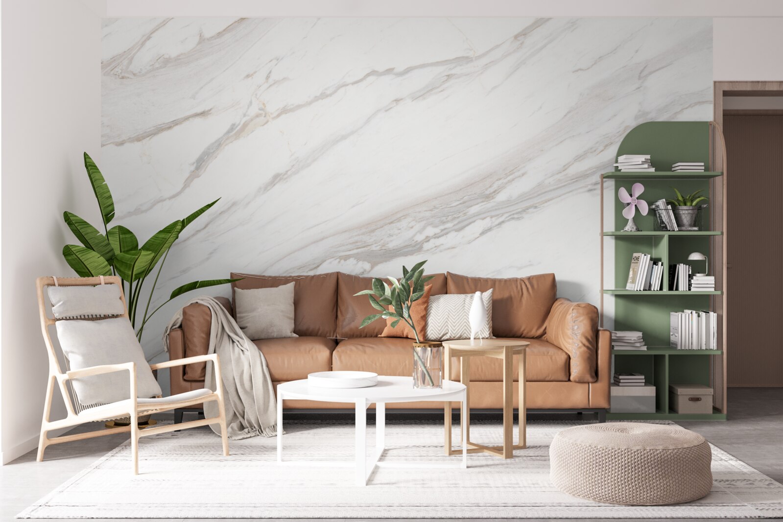 Papier peint marbre avec une délicate teinte dorée