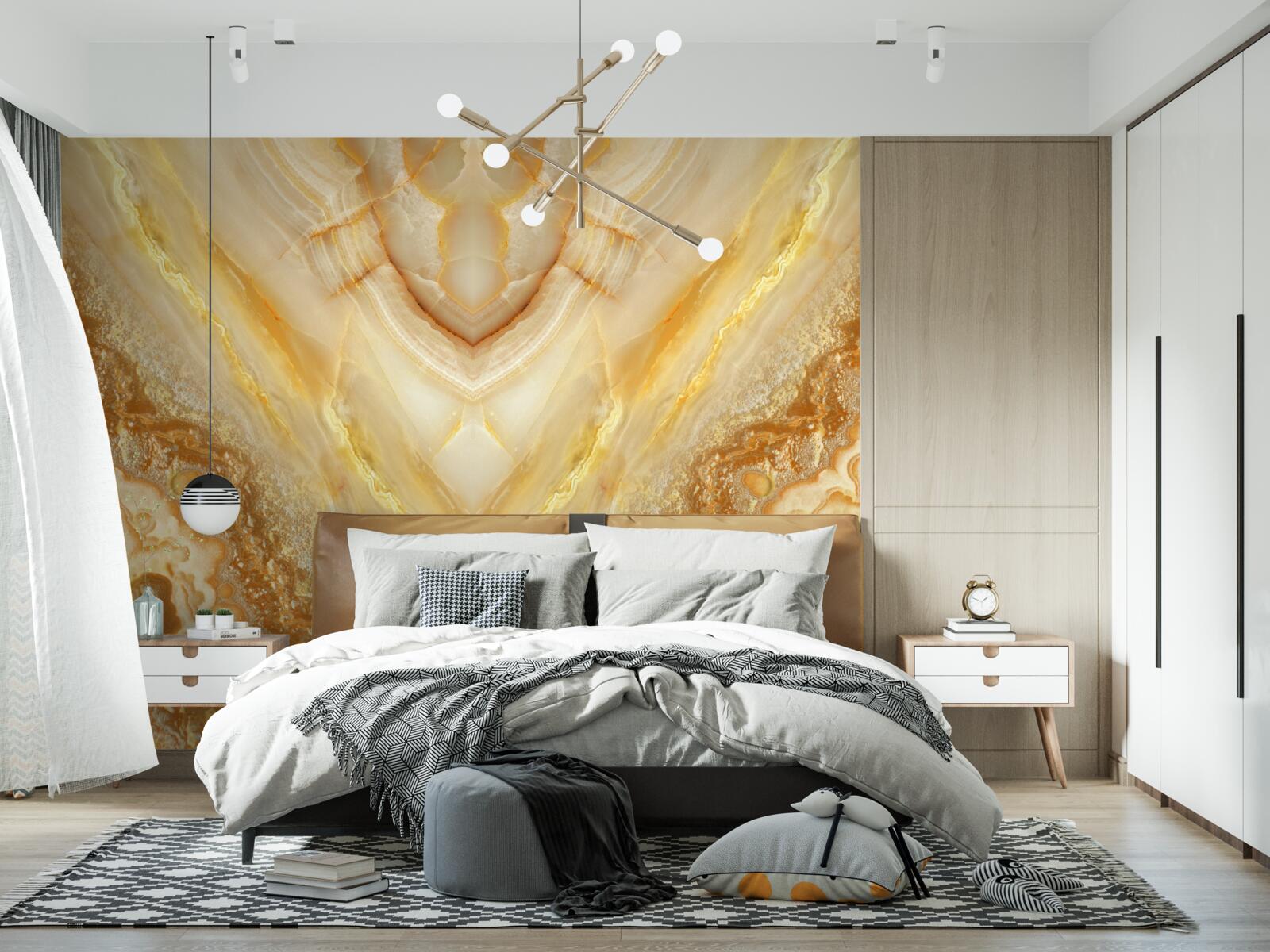 Papier peint tranche d'ambre sur fond de marbre