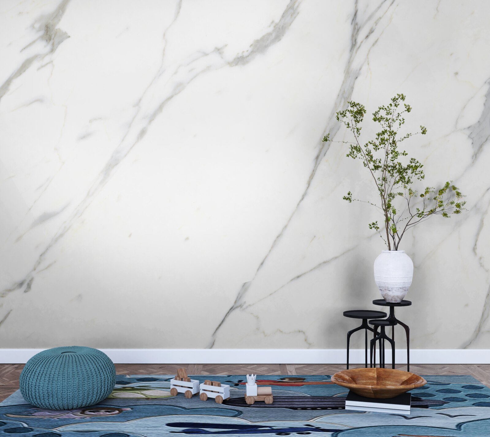 Papier peint Marbre blanc comme neige et courbes gracieuses