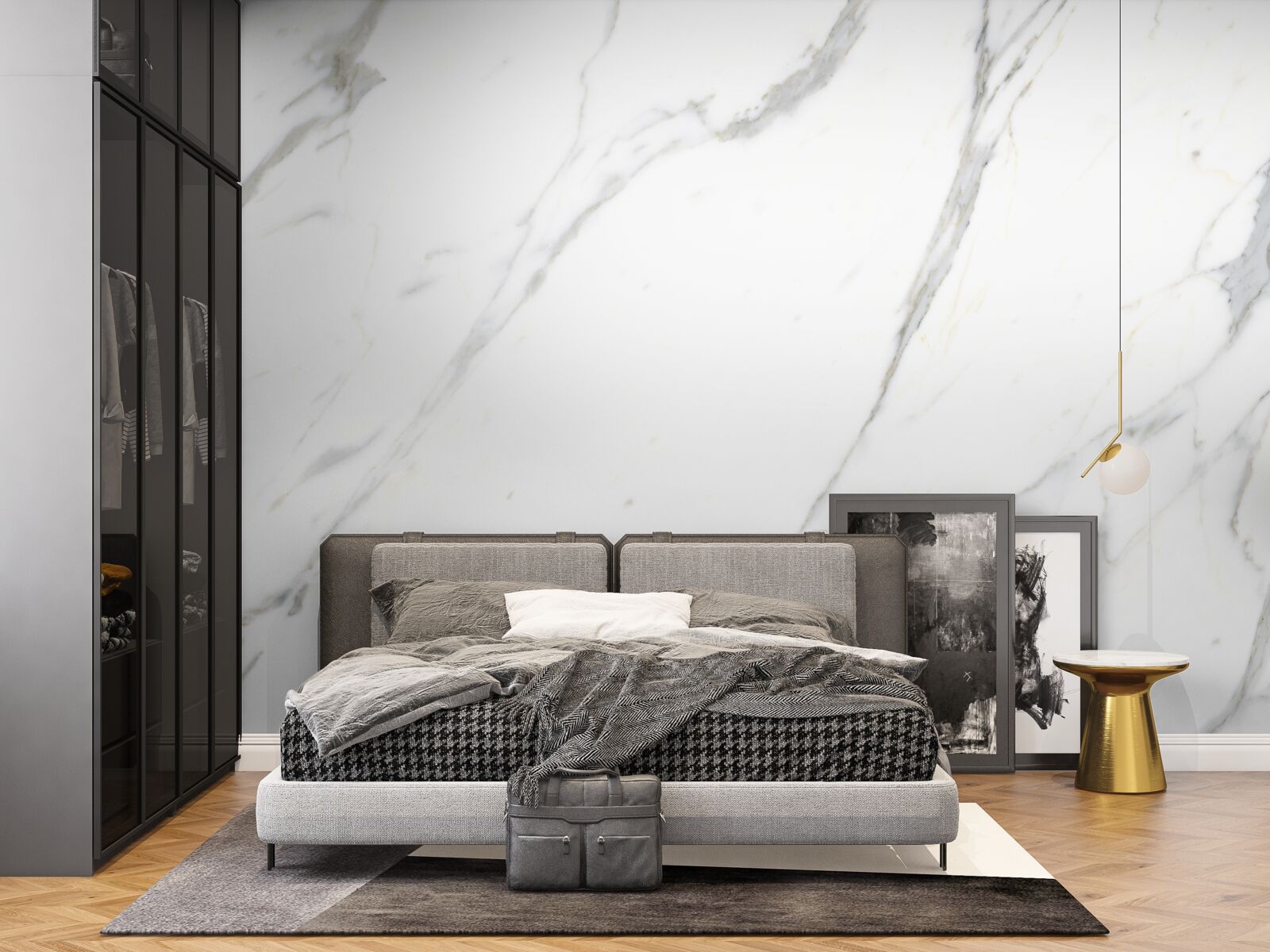 Papier peint Marbre blanc comme neige et courbes gracieuses