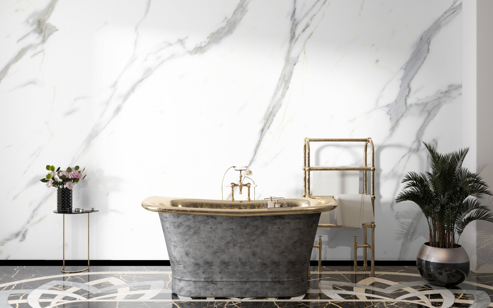 Papier peint Marbre blanc comme neige et courbes gracieuses