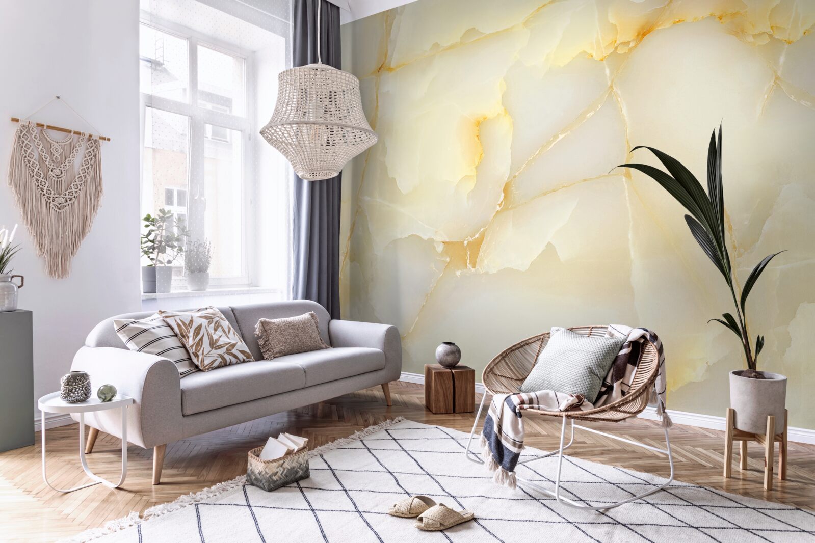 Papier peint marbre fin de couleur dorée