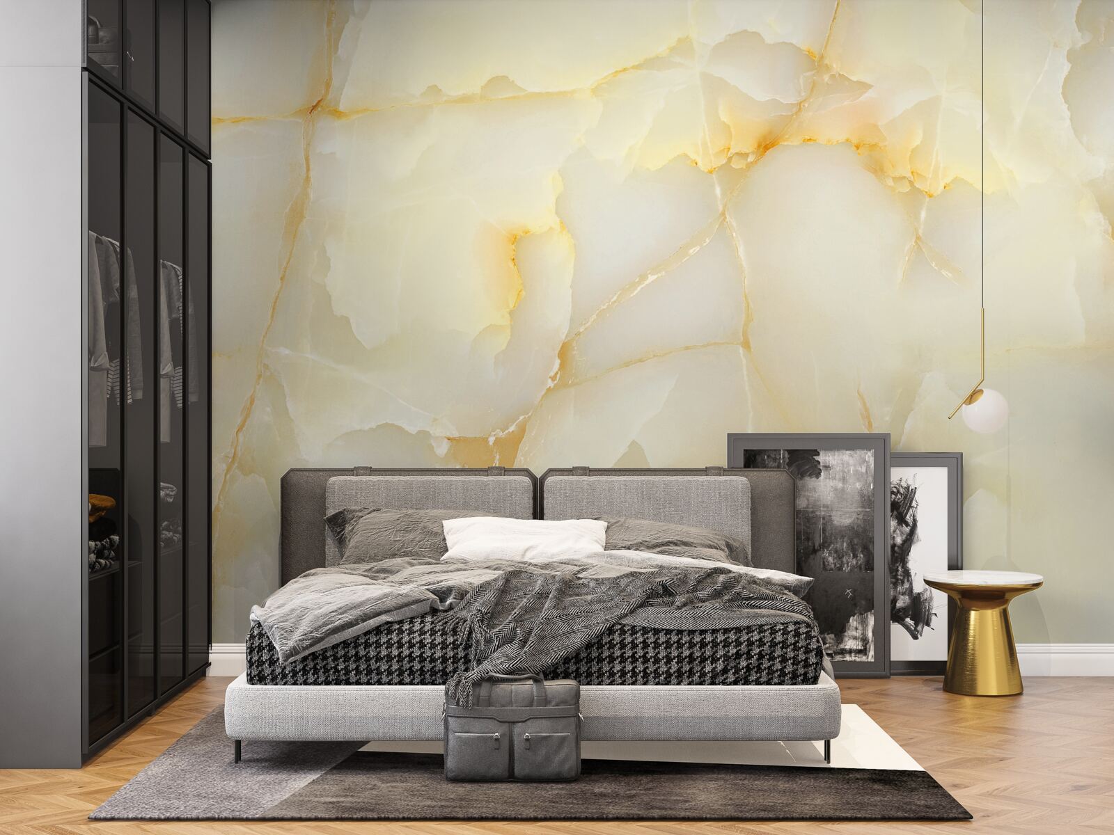 Papier peint marbre fin de couleur dorée