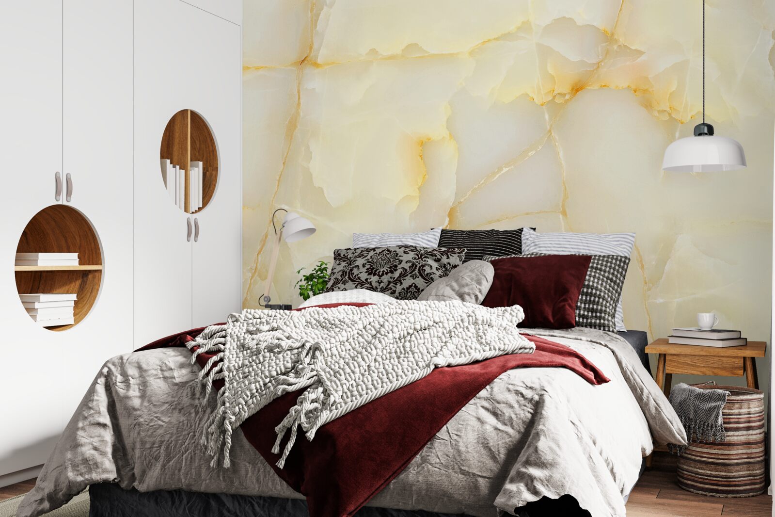 Papier peint marbre fin de couleur dorée