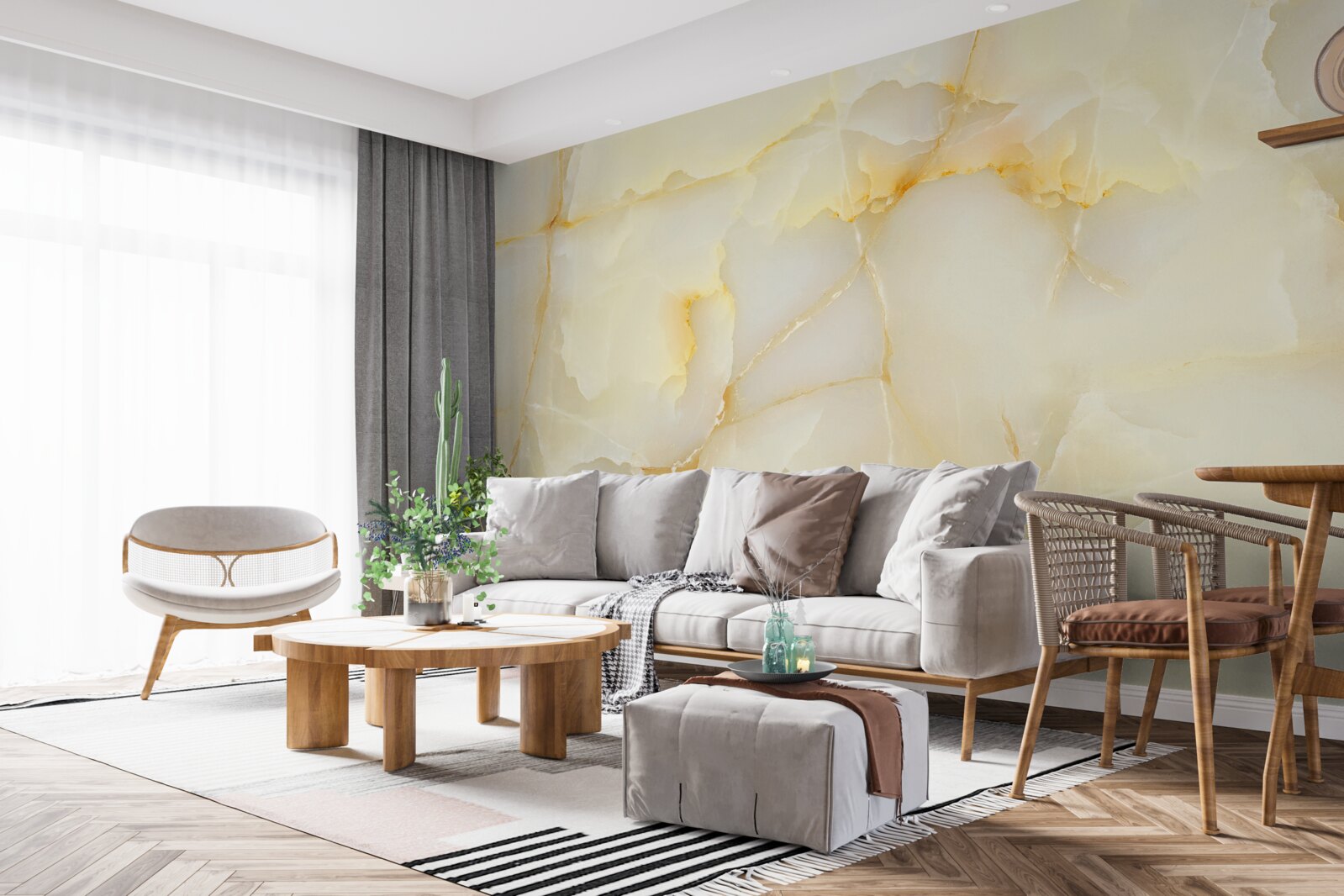 Papier peint marbre fin de couleur dorée