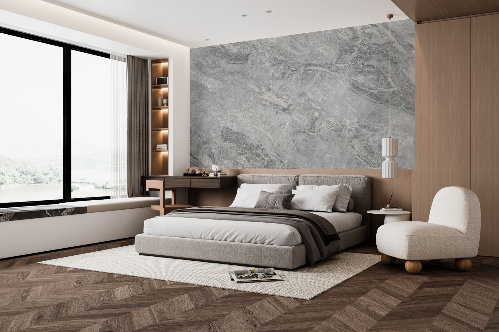 Papier peint carreaux de porcelaine gris avec bords flous