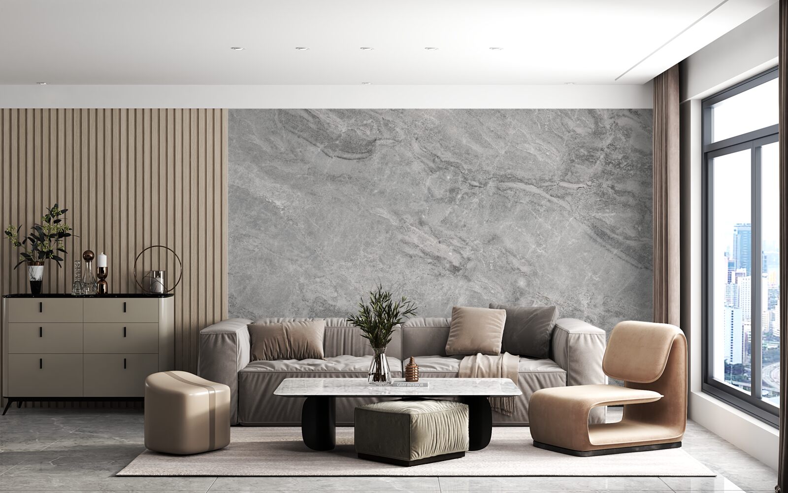 Papier peint carreaux de porcelaine gris avec bords flous