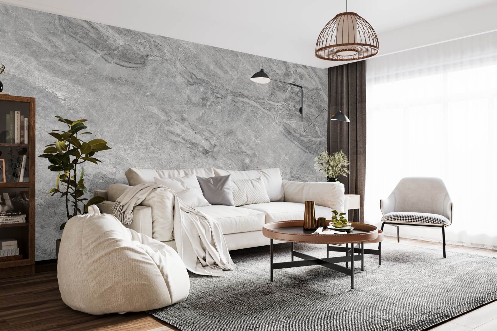 Papier peint carreaux de porcelaine gris avec bords flous