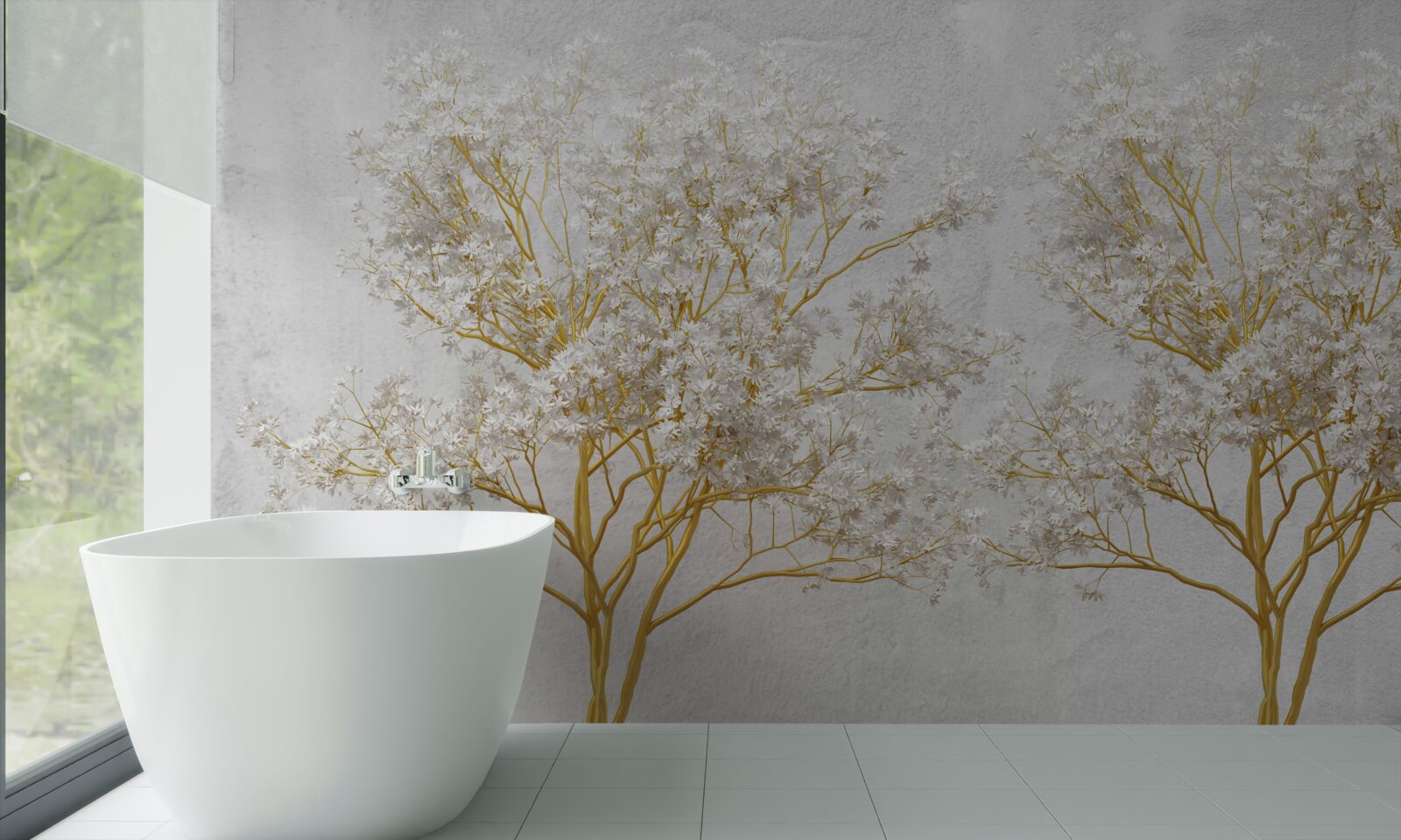 Papier peint arbres blancs en automne