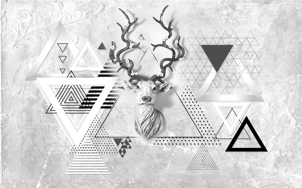 Papier peint image géométrique abstraite d'un cerf fier