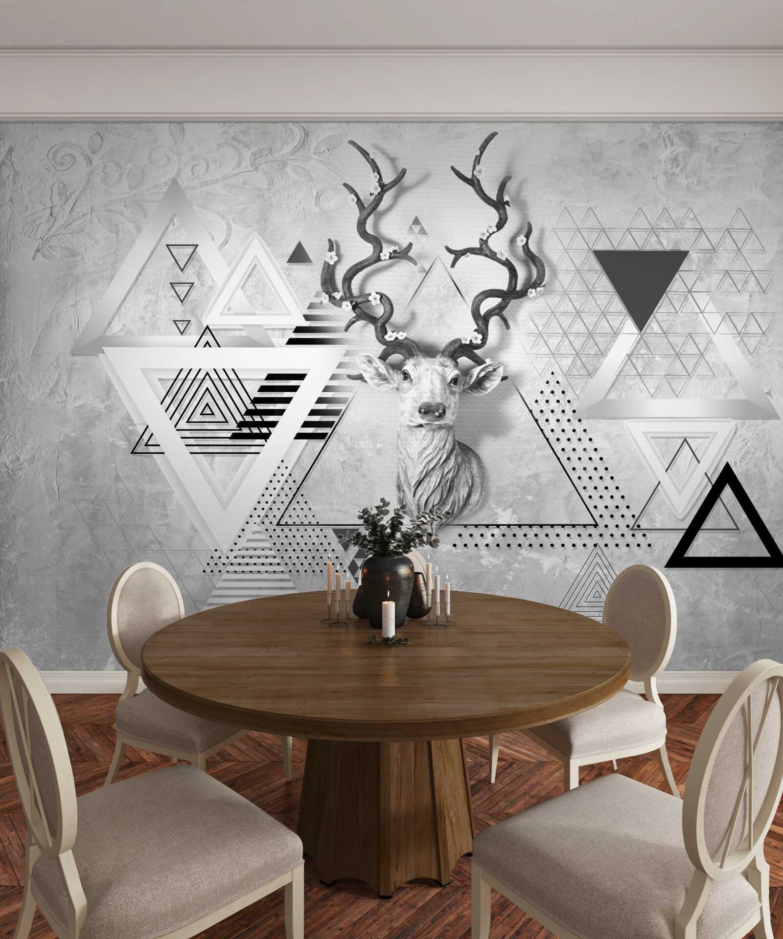 Papier peint image géométrique abstraite d'un cerf fier