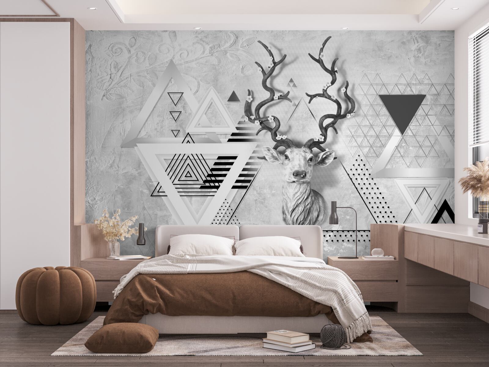 Papier peint image géométrique abstraite d'un cerf fier